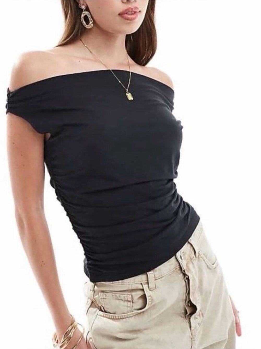 Abercrombie & Fitch off the shoulder ruched top